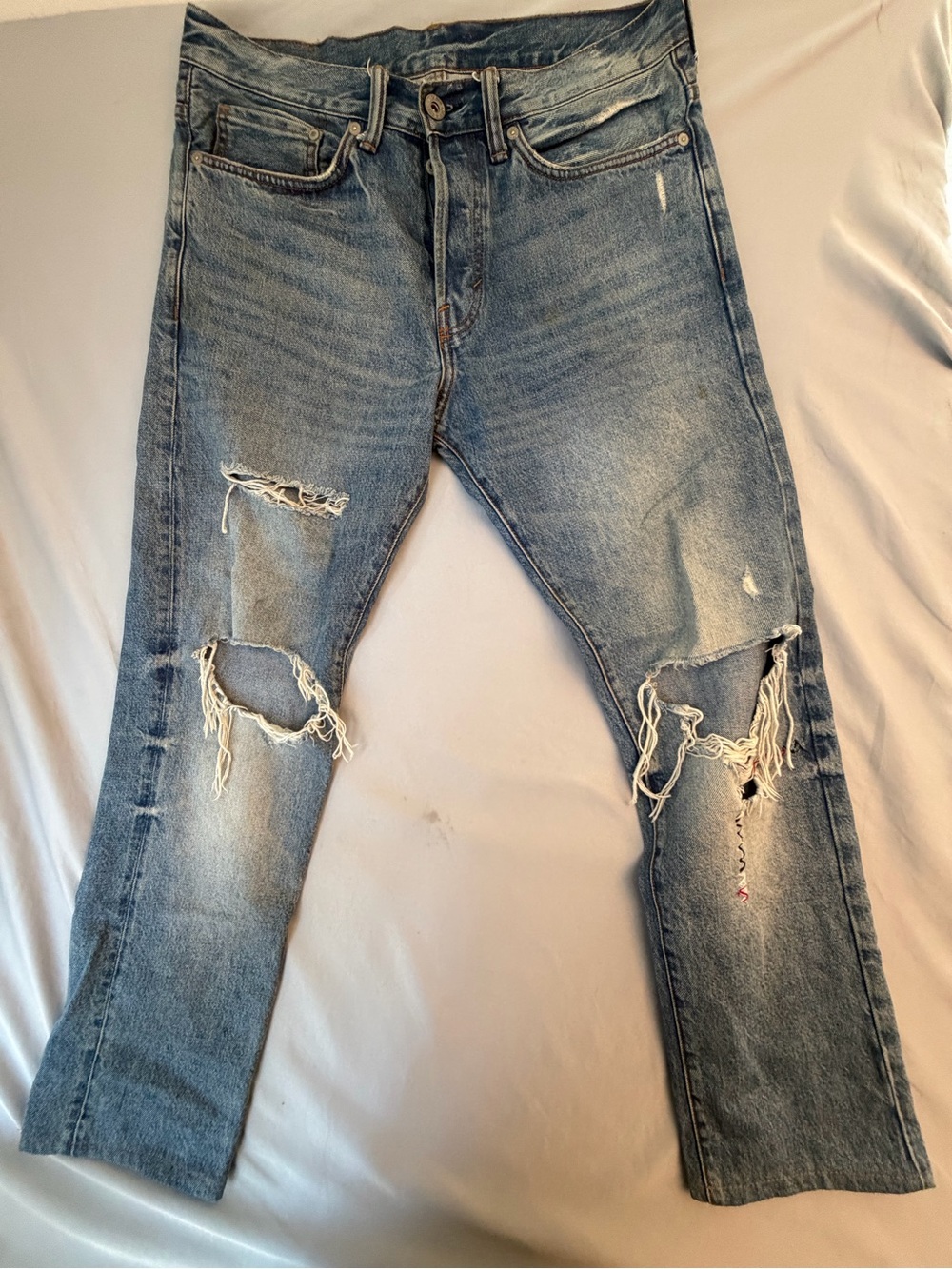 H&M Light Blue Distressed Relaxed Jeans